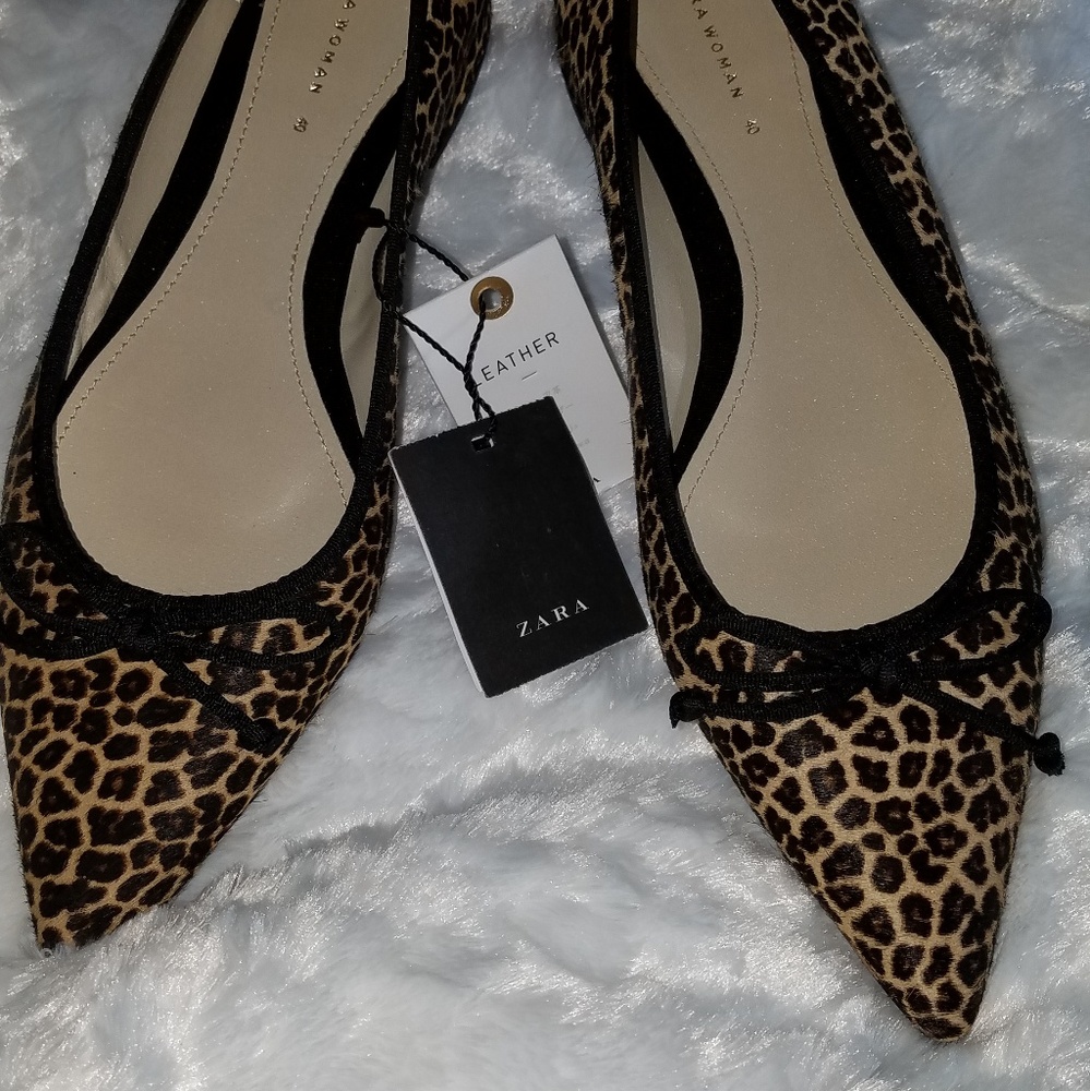 Zara Cheetah Skin Pointed Toe Flats